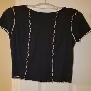 SO black with white seams crop top